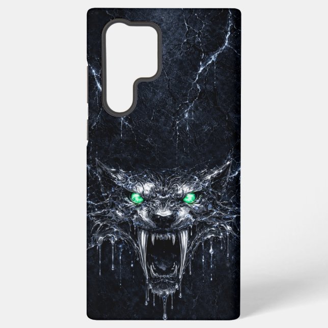Mercury Sabretooth Green Emerald Eyes Glacial  Samsung Galaxy S22 Ultra Case (Back)