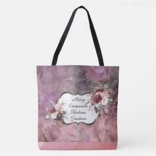 Mercy Compassion Floral Suede Tote Bag