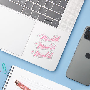 Meredith cursive script in pink x3