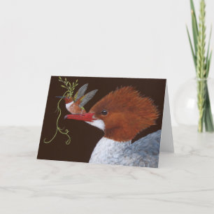 Merganser and friend greeting card