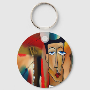 merger-abstract art key ring