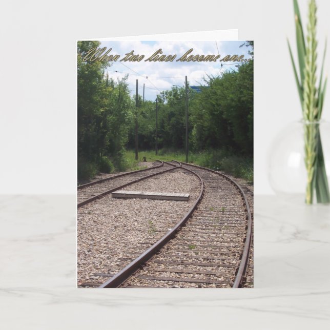 Merging Railroad Two Lives Become One Wedding Card (Front)