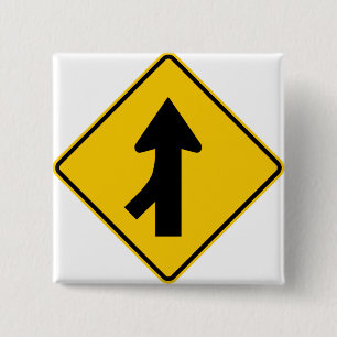 Merging Traffic Highway Sign (Left) 15 Cm Square Badge