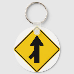 Merging Traffic Highway Sign (Left) Key Ring