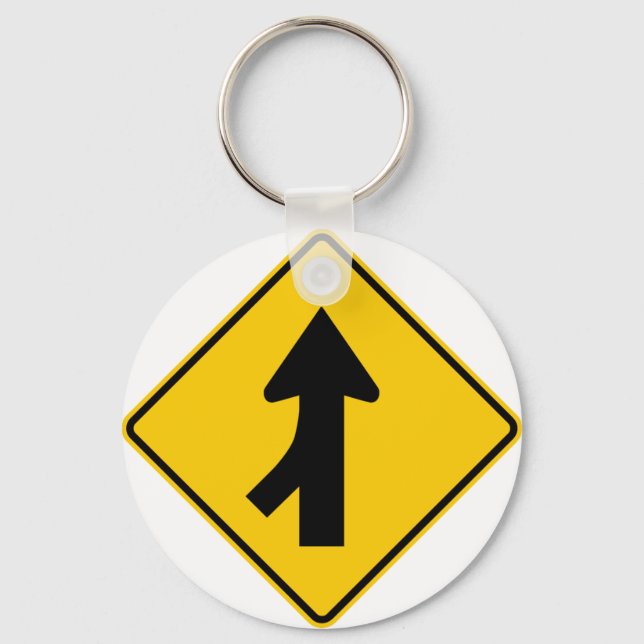 Merging Traffic Highway Sign (Left) Key Ring (Front)