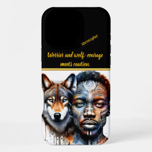 Merging worlds of man and wolf in vibrant art iPhone 16 pro max case