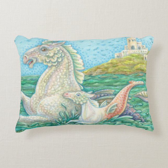 Merhorse Bay - Sea Horse Family ACCENT PILLOW (Front)