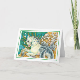 MERHORSE & WHITE OCTOPUS, FANTASY UNICORN Blank Card