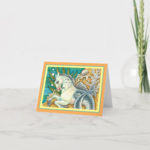 MERHORSE & WHITE OCTOPUS, FANTASY UNICORN Blank Card