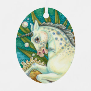 MERHORSE & WHITE OCTOPUS, FANTASY UNICORN HORSE METAL TREE DECORATION