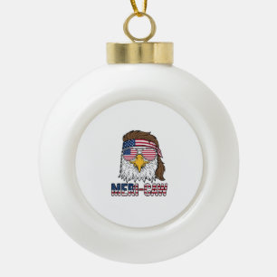Meri-Caw Patriotic Eagle Vintage Engraving Shirt_1 Ceramic Ball Christmas Ornament