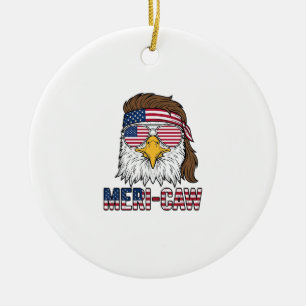 Meri-Caw Patriotic Eagle Vintage Engraving Shirt_1 Ceramic Tree Decoration