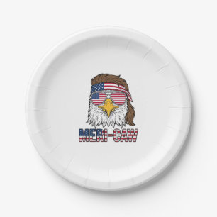 Meri-Caw Patriotic Eagle Vintage Engraving Shirt_1 Paper Plate