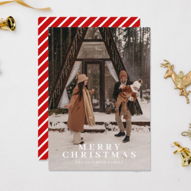 MERI Festive Red Stripes Photo Christmas Card (Creator Uploaded)