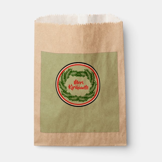 Meri Kirihimete Maori Merry Christmas Favour Bags (Front)