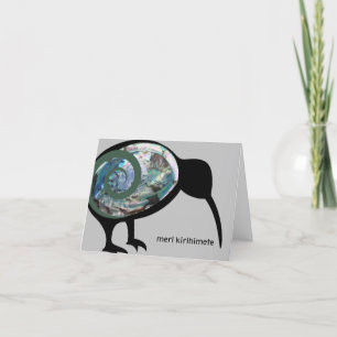 MERI KIRIHIMETE NZ XMAS AOTEAROA NEW ZEALAND KIWI HOLIDAY CARD
