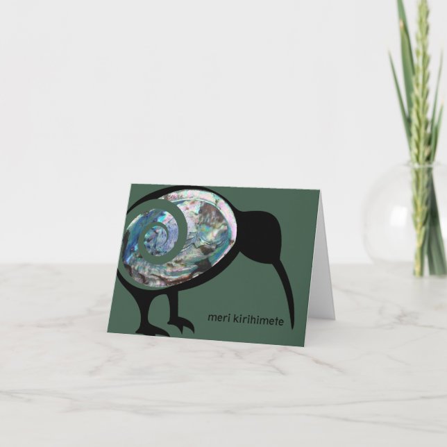 MERI KIRIHIMETE NZ XMAS AOTEAROA NEW ZEALAND KIWI HOLIDAY CARD (Front)