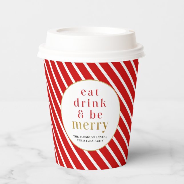 MERI Red Eat Drink Be Merry Christmas Holiday Paper Cups (Front)