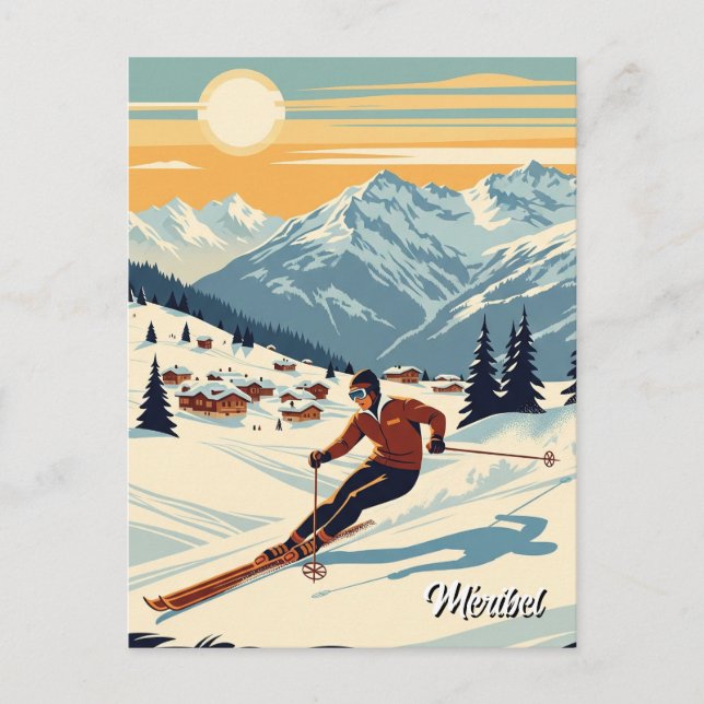 Méribel France Skier Skiing Postcard (Front)