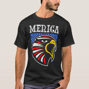 Merica 4th Of July American Flag Bald Eagle Mullet T-Shirt