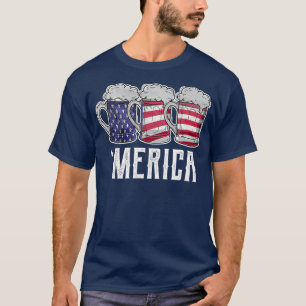 Merica 4th of July Beer American Flag Day T-Shirt