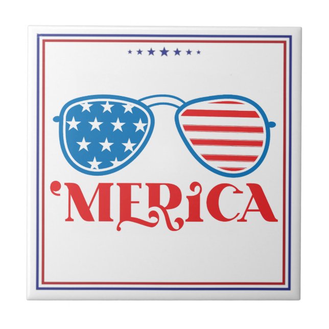 Merica 4th of July Design-32042 Tile (Front)
