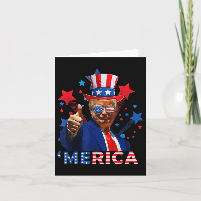 Merica 4th Of July Fireworks Funny Trump Independe Card (Front)