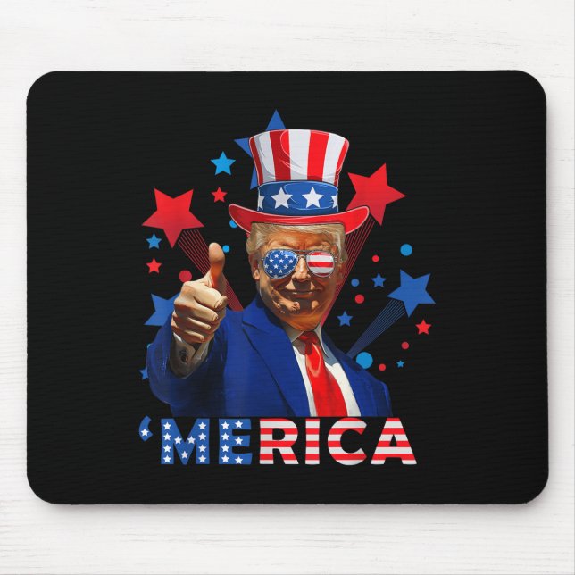 Merica 4th Of July Fireworks Funny Trump Independe Mouse Pad (Front)