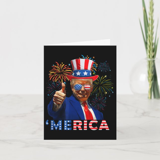 Merica 4th Of July Funny Trump Fireworks Independe Card (Front)