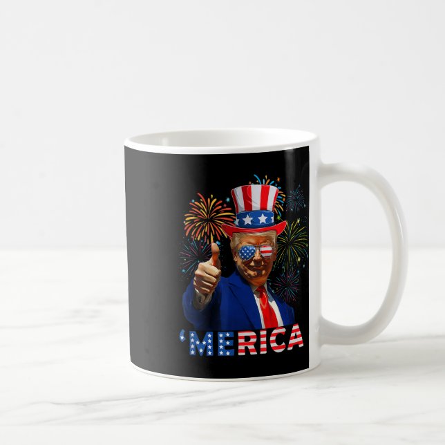 Merica 4th Of July Funny Trump Fireworks Independe Coffee Mug (Right)