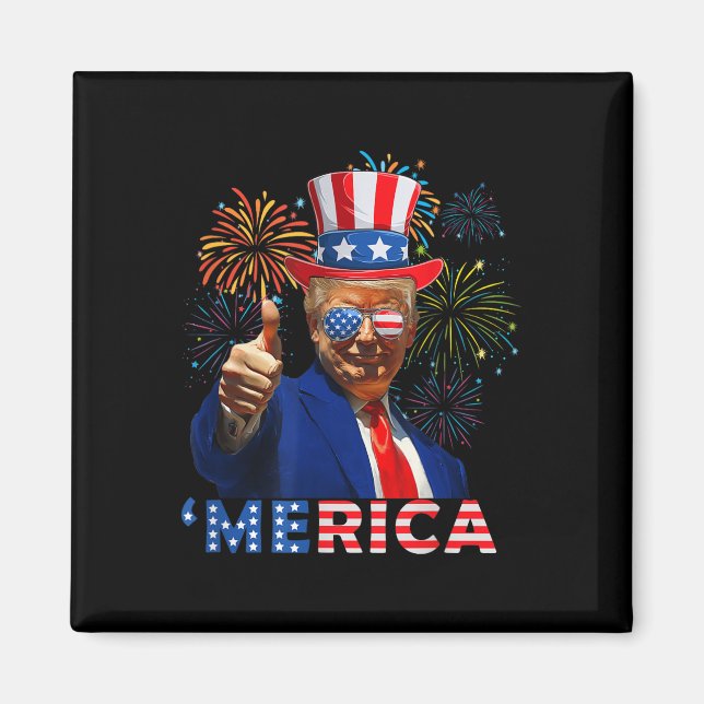 Merica 4th Of July Funny Trump Fireworks Independe Magnet (Front)