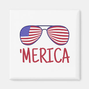 'Merica 4th Of July Glasses Magnet