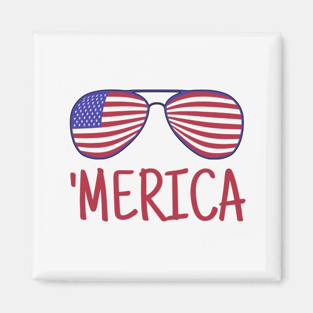 'Merica 4th Of July Glasses  Magnet (Front)
