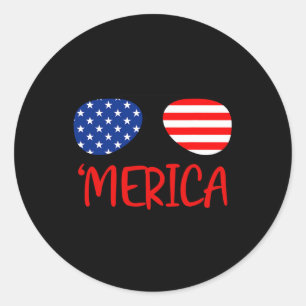Merica 4th Of July Tee Independence Day Usa Flag Classic Round Sticker