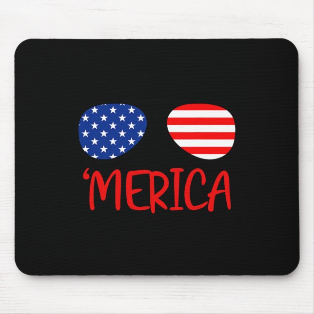 Merica 4th Of July Tee Independence Day Usa Flag  Mouse Pad (Front)