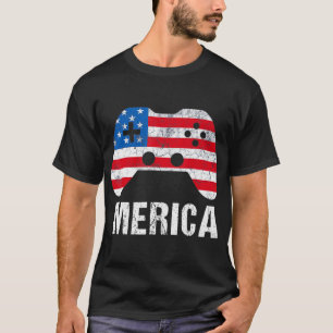 Merica 4th Of July Video Game Gamer Kids Boys Men T-Shirt