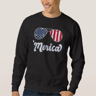 Merica 4th Of July Vintage American Flag Sweatshirt