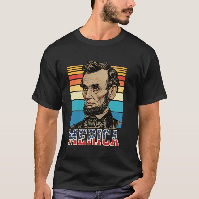 Merica Abe Abraham Lincoln - 4th Of July Tees (Front)