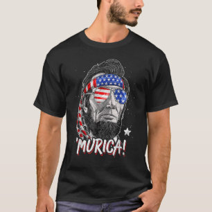 Merica Abe Lincoln 4th Of July American Flag Muric T-Shirt