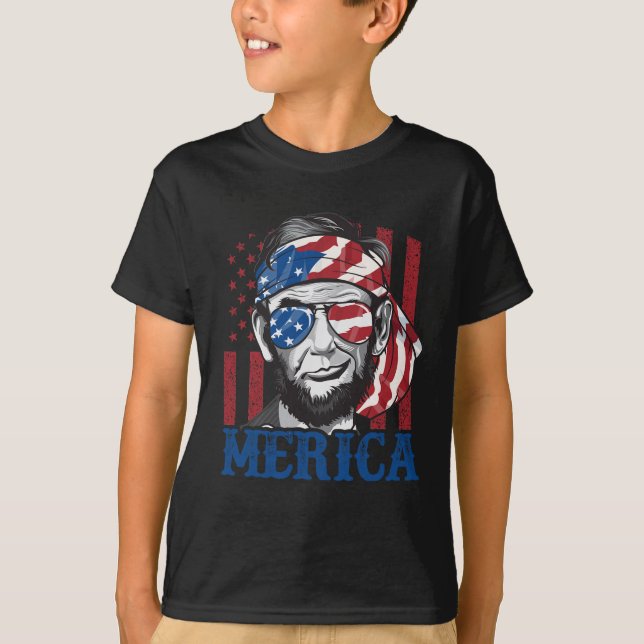 Merica Abraham Lincoln 4th Of July Shirt Men Ameri (Front)