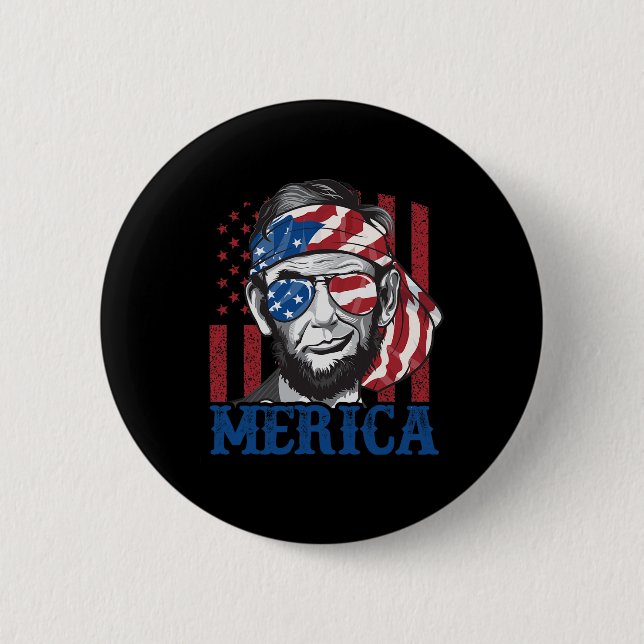 Merica Abraham Lincoln 4th Of July Shirt Men Ameri 6 Cm Round Badge (Front)
