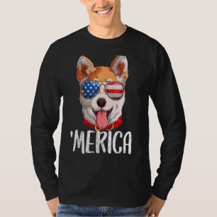 Merica Akita Inu Dog 4th Of July American Flag T-Shirt