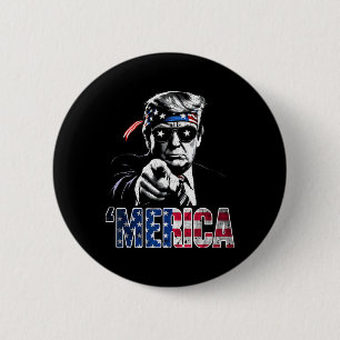 Merica America Funny Trump 4th July  6 Cm Round Badge