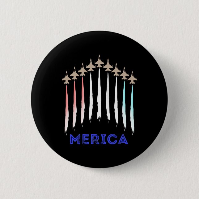Merica America Jet Flag Trump Patriot Veteran Gift 6 Cm Round Badge (Front)