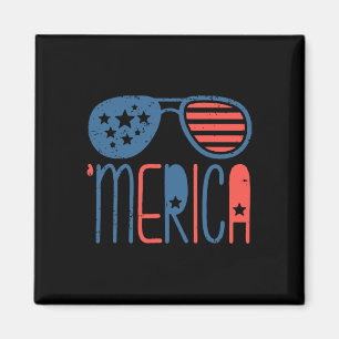 Merica American Flag Aviators Toddler 4th July Whi Magnet