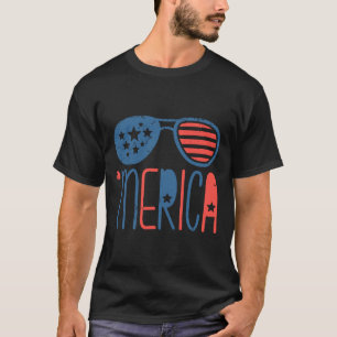 Merica American Flag Aviators Toddler 4th July Whi T-Shirt