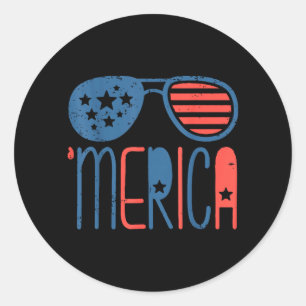 Merica American Flag Aviators Toddler Classic Round Sticker
