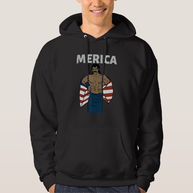 Merica American Mullet Business In Front Party In  Hoodie (Front)