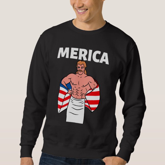 Merica American Mullet Business In Front Party In  Sweatshirt (Front)