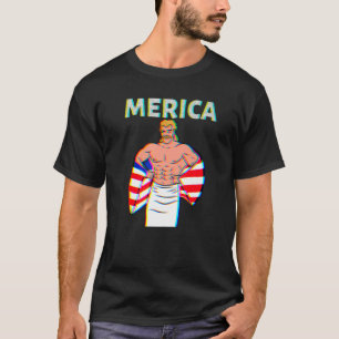 Merica American Mullet Business In Front Party In T-Shirt